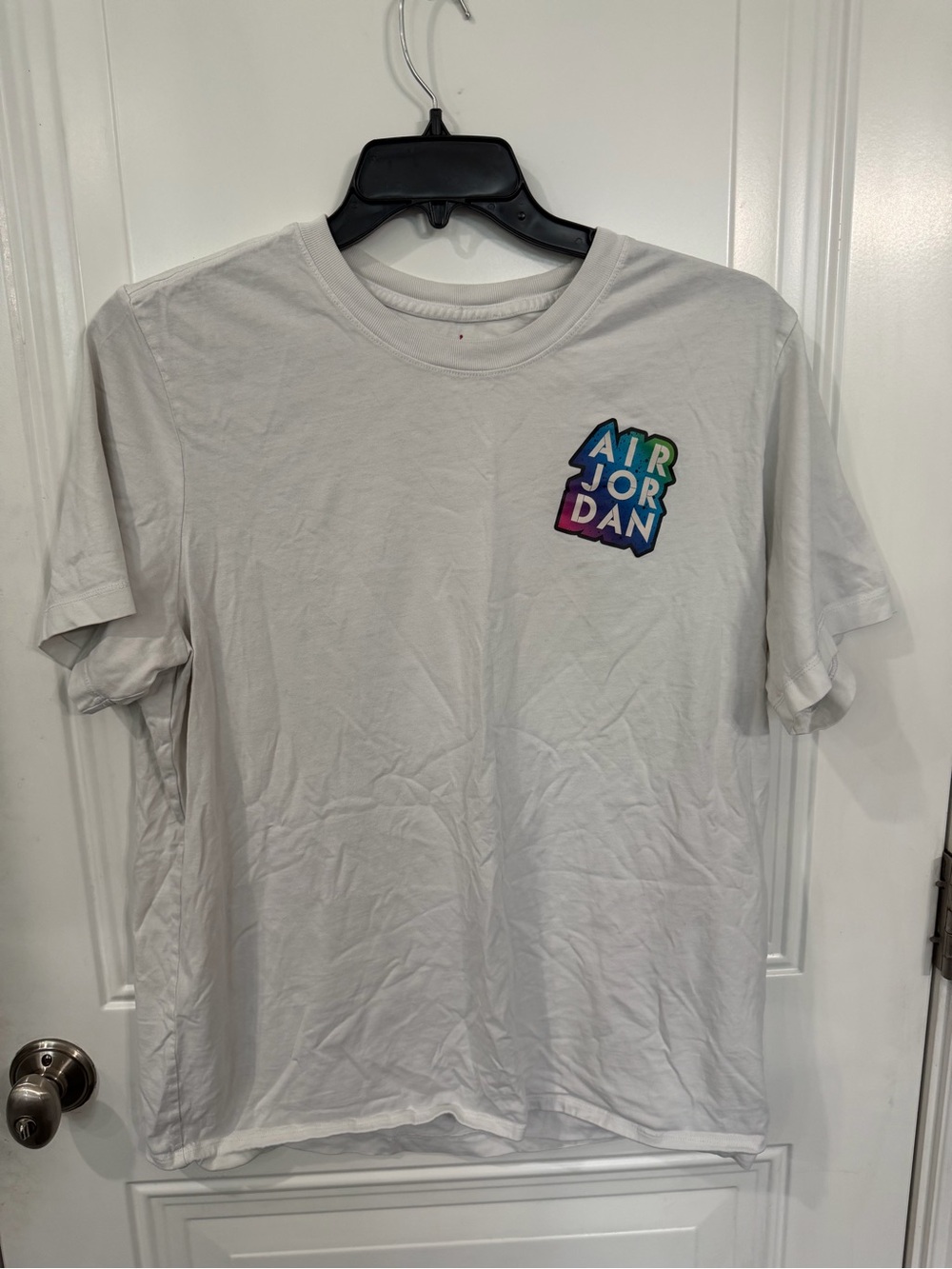 Jordan White Short-Sleeve Tee with Multicolor 'Air Jordan' Chest Logo
